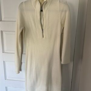 Abercrombie Mini Cream Ribbed Knit Dress with Zipper